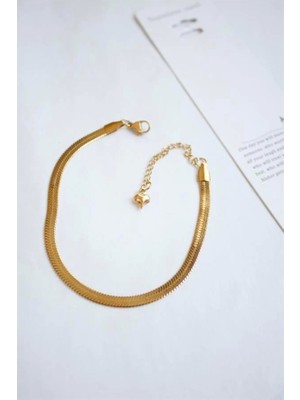 Çelik Italyan Zincir Bileklik - Altın