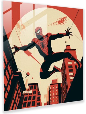 Popcas Spider-Man Minimalist Cam Tablo - Spider Man Modern Sanat Monokrom Renk Paleti Cam Duvar Sanatı