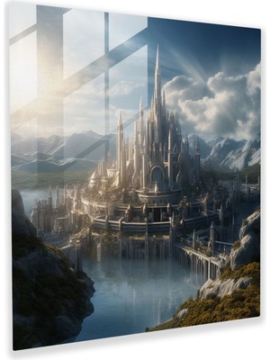 Popcas Minas Tirith Cam Tablo - Yüzüklerin Efendisi Minas Tirith Ev Dekorasyonu Cam Duvar Sanatı