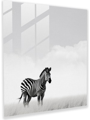 Popcas Zebra Zarafeti Cam Tablo - Zebra Cam Tablo Cam Sanatı Siyah ve Beyaz