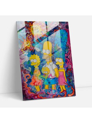 Popcas The Simpsons Cam Tablo - Canlı Renklerle Su Boyası Resim Cam Sanatı