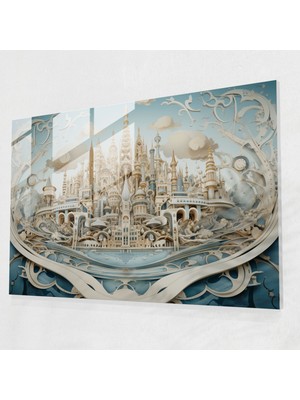 Popcas Dünya Haritası Cam Tablo Sanatı - Dünya Haritası 2 Cam Tablo Detaylı Desenler Cam Duvar Sanatı