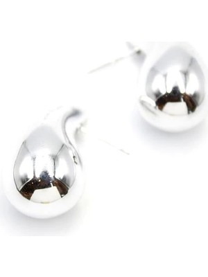 Orta Boy Damla Küpe - Gümüş