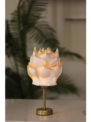 Maison Avf Gold Detaylı Kablosuz Şarjlı Masa Lambası Gül Tasarım  EVA Eskitme Renk