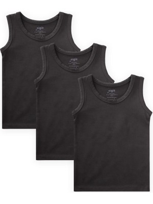 Üçlü Geniş Askılı Atlet Set 2-9 Yaş Siyah