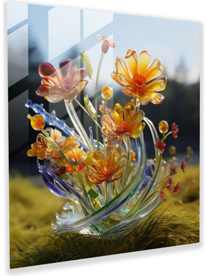 Popcas Doğal Çiçek Esansı - Cam Heykel - Doğal Çiçek Zarafet Cam Sanatı Cam Heykel