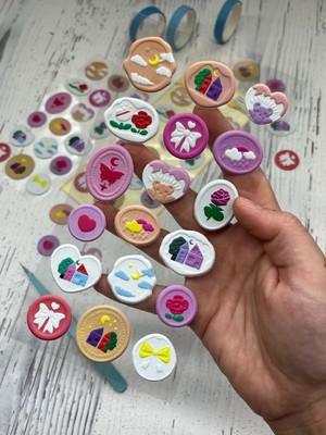 3D Kabartmalı 18 Adet Sarı  Paket Mühür Desenli Sticker / Etiket / Çıkartma