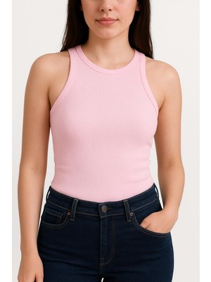 Hayalet %100 Pamuk Halter Yaka Fitilli Atlet
