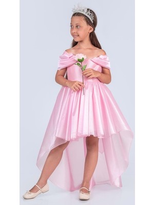 Kız Çocuk Düşük Omuz Detaylı Işıltılı Prenses Elbisesi M00760