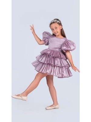 Kız Çocuk Eklenebilir Kuyruk Detaylı, Taçlı Aspendos Abiye Elbise M00758