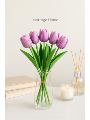 5’li Yapay Islak Lale Buketi – Gerçeğe Yakın Dekoratif Çiçek