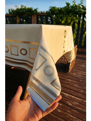 Lüks Desenli Altın Yaldızlı Su Geçirmez Pvc Masa Örtüsü Modern Şık Tasarım Kolay Silinebilir Sofra