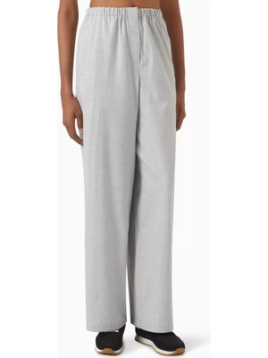 Relaxed Fit Geniş Paça Pantolon, Viskon Karışımı ve Ayarlanabilir Paçalı,gri