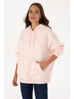 U.S. Polo Assn. Kadın Açık Pembe Şardonlu Kapüşonlu Sweatshırt 50313567-VR078