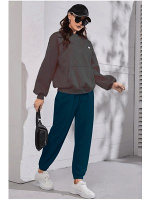 Kadın Bel ve Paça Lastikli Ince Eşofman Altı SPR24EAK82