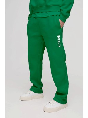 Erkek Içi Polarlı 3 Iplik Kalın Brooklyn Baskılı Eşofman Altı SPR25EA70