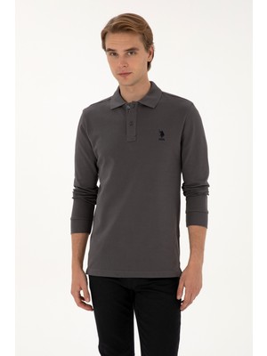 U.S. Polo Assn. Erkek Regular Fit Polo Yaka Gri Basic Sweatshirt 50307757-VR024