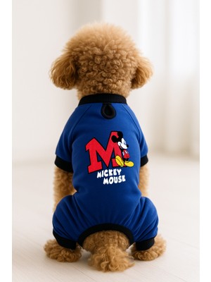 Kedi ve Köpek Kıyafeti & Elbisesi - Saks Mavi 4 Bacak Tulum Mickey Mouse