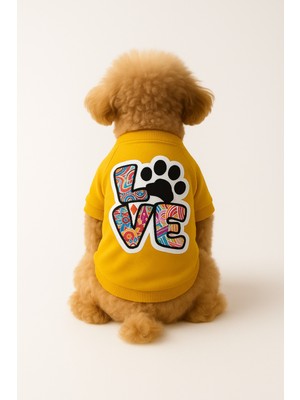 Kedi ve Köpek Kıyafeti & Elbisesi - Sarı Sweatshirt Renkli Love