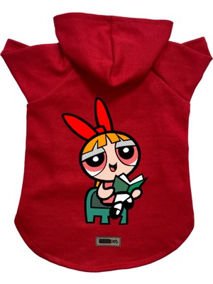 Kapişonlu Polar Sweatshirt Köpek ve Kedi Kıyafeti & Elbisesi - Kırmızı Blossom