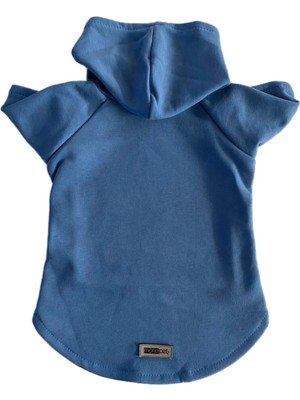 Kapişonlu Sweatshirt Köpek ve Kedi Kıyafeti - Düz Mavi