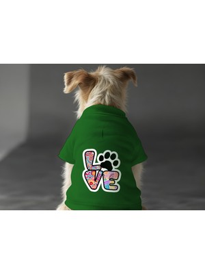 Kedi ve Köpek Kıyafeti & Elbisesi - Yeşil Sweatshirt Renkli Love