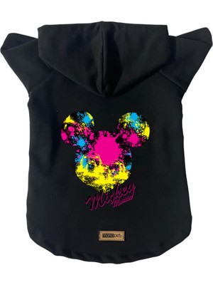 Kapişonlu Polar Sweatshirt Köpek ve Kedi Kıyafeti & Elbisesi - Siyah Yeni Mickey Mouse 2