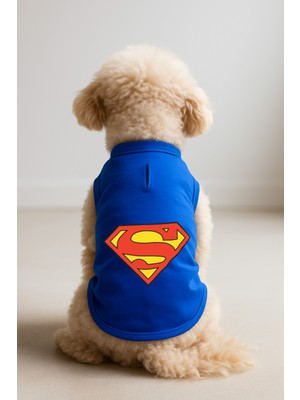 Kedi ve Köpek Kıyafeti & Elbisesi - Saks Mavi Superman Atlet