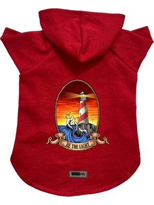 Kapişonlu Polar Sweatshirt Köpek ve Kedi Kıyafeti & Elbisesi - Kırmızı Deniz Feneri