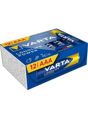 Varta Longlife Power Alkalin AAA İnce Kalem Pil 12'Li Paket