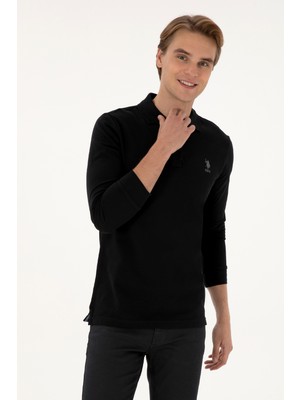 U.S. Polo Assn. Erkek Regular Fit Polo Yaka Siyah Basic Sweatshirt 50307757-VR046