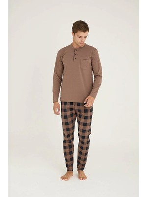 Kly Uzun Kol Ekoseli Battal Erkek Pijama Takım 9108