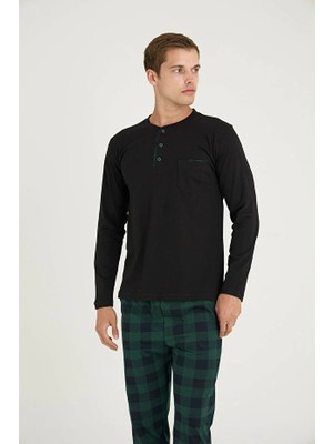 Kly Uzun Kol Ekoseli Battal Erkek Pijama Takım 9108