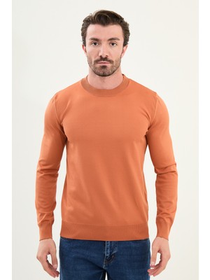 Düz Slim Fit Bisiklet Yaka Basic Erkek Triko Kazak
