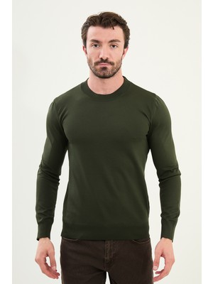 Düz Slim Fit Bisiklet Yaka Basic Erkek Triko Kazak