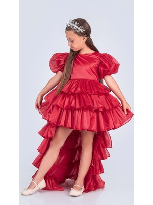 Kız Çocuk Eklenebilir Kuyruk Detaylı, Taçlı Aspendos Abiye Elbise M00758