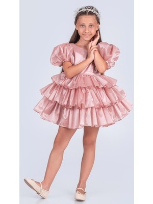 Kız Çocuk Eklenebilir Kuyruk Detaylı, Taçlı Aspendos Abiye Elbise M00758