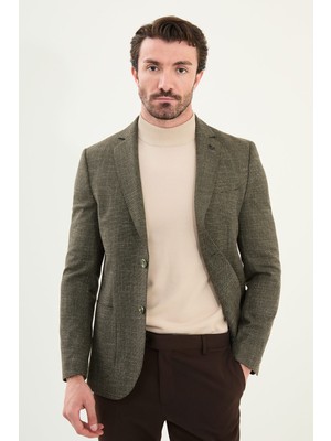 Kırçıllı Slim Fit Torba Cep Mono Yaka Erkek Ceket