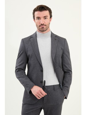 Çizgili Slim Fit Torba Cep Mono Yaka Ipli Erkek Takım Elbise