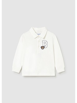 Mayoral Krem Erkek Bebek Polo Yaka Uzun Kollu Tişört 2101
