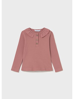 Mayoral Pembe Fırfırlı Yaka Nervürlü Polo Tişört 2112