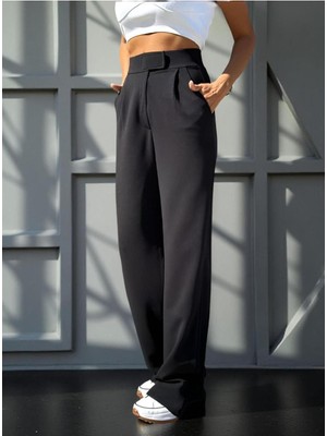 Kadın Beli Cırt Kapamalı Yüksek Bel Palazzo Pantolon