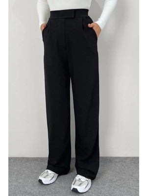 Kadın Likralı Cırt Kapama Palazzo Pantolon LQ34