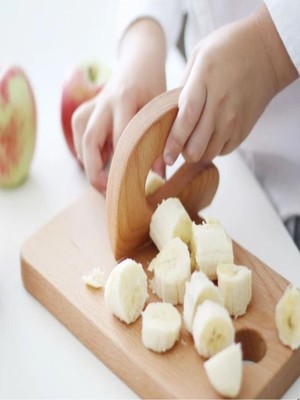 Adeno Güvenli Ahşap Çocuk Bıçağı + Okul Öncesi Ahşap Ritim Çubuğu 1çift Müzik Aleti Set Montessori