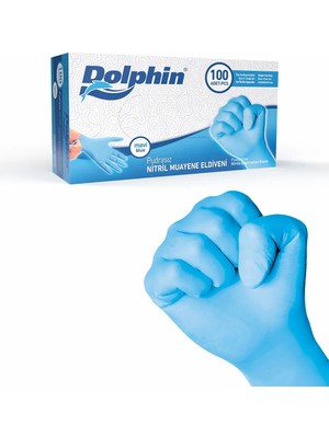 Dolphin Mavi Nitril Eldiven, Tek Kullanımlık, Steril Olmayan, Pudrasız, Lateks Içermez, Muayene, Gıda Hazırlama, Pişirme, Temizlik, Mavi,kutuda 100 Adet, M Beden