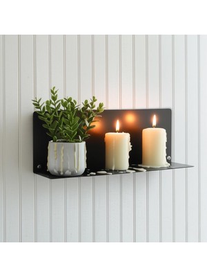 Decoramo Home Dekoratif Modern Duvar Rafı Metal Duvar Rafı Siyah