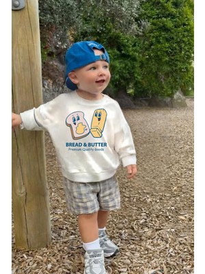 Unisex Çocuk Baskılı 3 Iplik Pamuklu Kumaş Sweatshirt