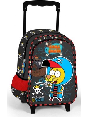 Siyah Erkek Çocuk Korsan Tekerlekli Okul ve Tatil Çantası