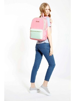 Canlı Pembe ve Su Yeşili Kapitone Sırt Çantası - Kız Çocuk Için Şık ve Hafif
