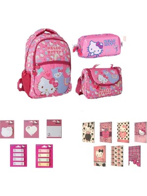 Renkli Okul Çantası ve Kalemlik Seti (15 Parça) Öğrencilere Özel Klasik ve Şık Tasarım